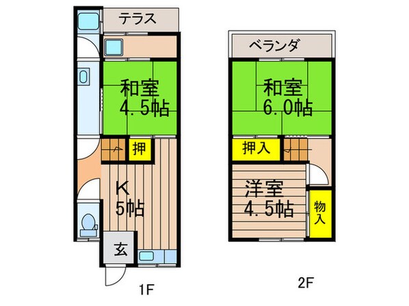 桑田貸家１／４の物件間取画像